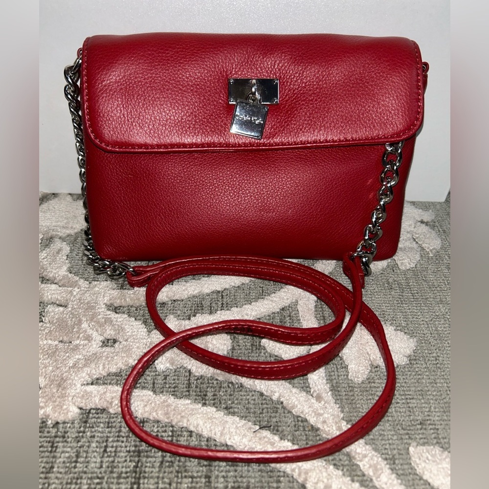 Euc Calvin Klein Red Leather Crossbody